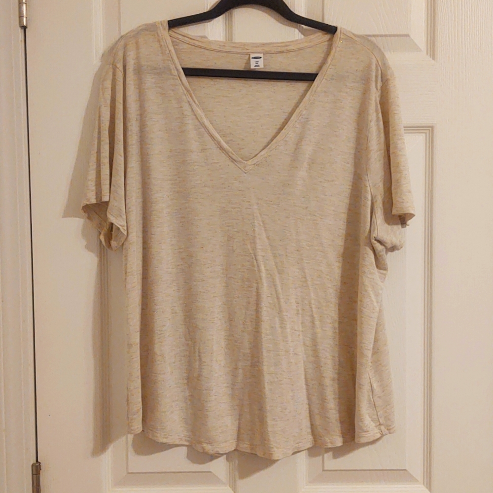 Old Navy Luxe XXL Pale Gold Sparkle V-neck Tee